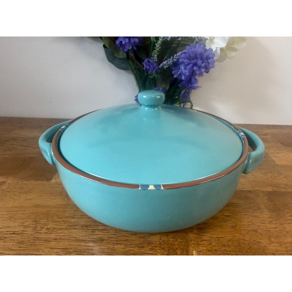 Vintage Dansk Mesa Turquoise Covered Casserole Dish Portugal  Southwestern